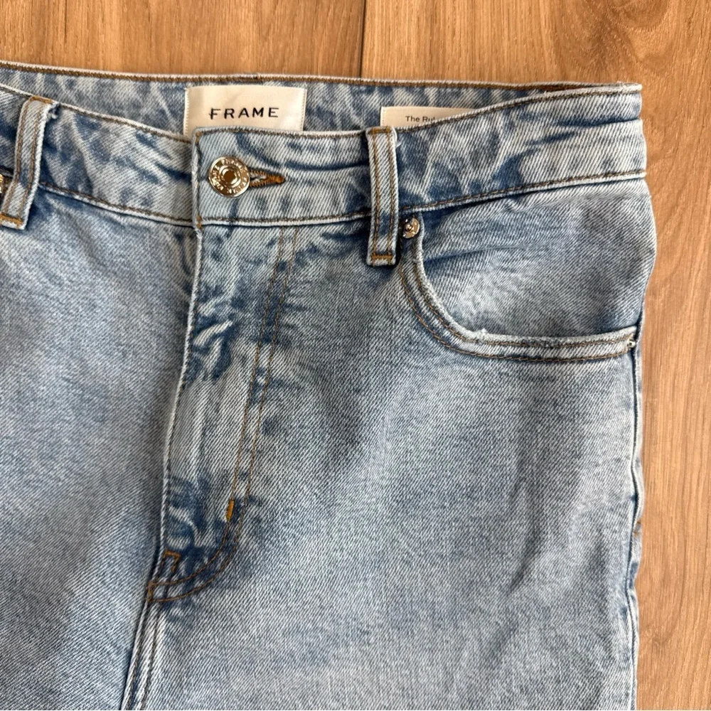 FRAME The Ruler Straight Leg Crop Jeans Light Blue Wash Size 25 High Rise Denim